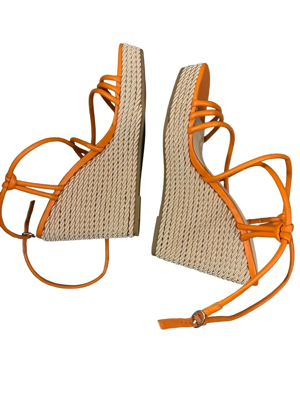 Marc Fisher Orange Resortwear Minimalist Coastal  Strappy Wedge Sandals Size 9M